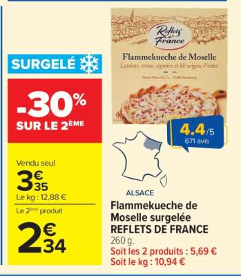 Flammekueche de Moselle surgelée REFLETS DE FRANCE