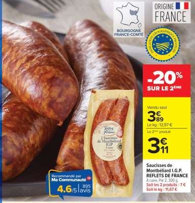 Saucisses de Montbéliard I.G.P. REFLETS DE FRANCE