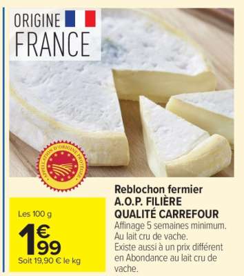 Reblochon fermier A.O.P. FILIÈRE QUALITÉ CARREFOUR