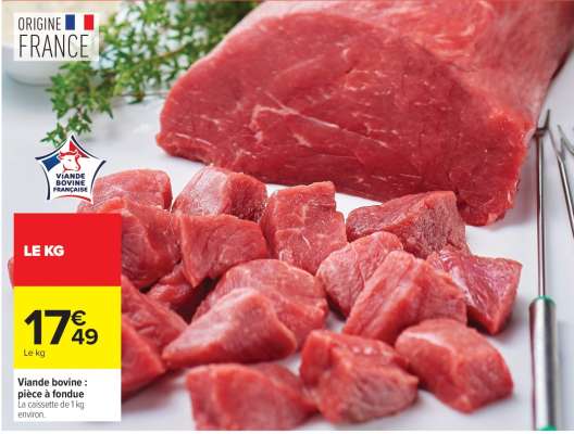Viande bovine : pièce à fondue