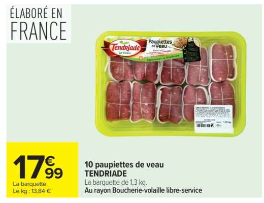 10 paupiettes de veau TENDRIADE
