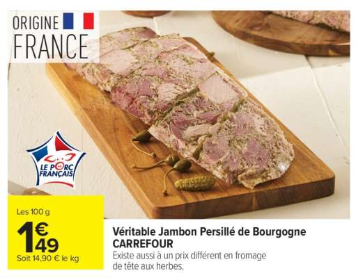 Véritable Jambon Persillé de Bourgogne CARREFOUR