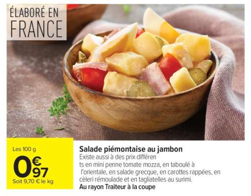 Salade piémontaise au jambon
