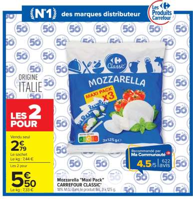 Mozzarella "Maxi Pack" CARREFOUR CLASSIC'