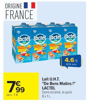 Lait U.H.T. "De Bons Matins !" LACTEL