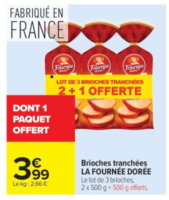 Brioches Tranchées La Fournée Dorée