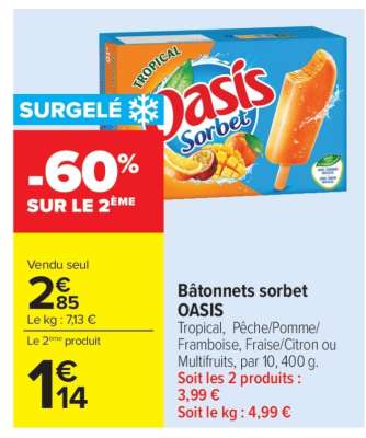 Bâtonnets sorbet OASIS