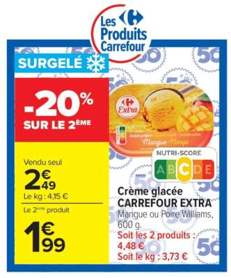 Crème glacée CARREFOUR EXTRA