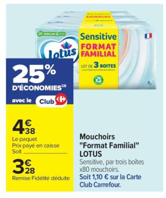 Mouchoirs «Format familial» LOTUS