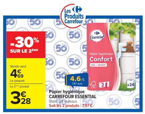 Papier hygiénique CARREFOUR ESSENTIAL