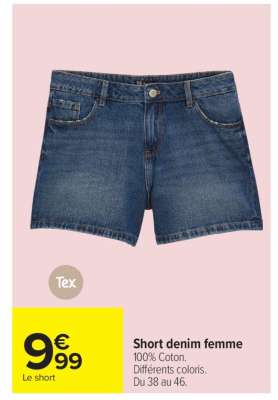 Short denim femme