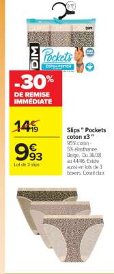 Slips "Pockets coton x3"