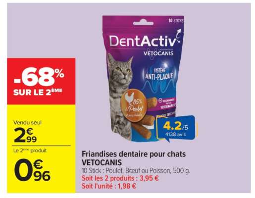 Friandises dentaire pour chats VETOCANIS