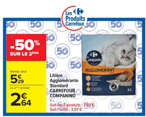 Litière Agglomérante Standard CARREFOUR COMPANINO