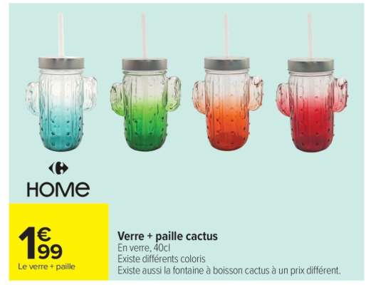 Verre + paille cactus