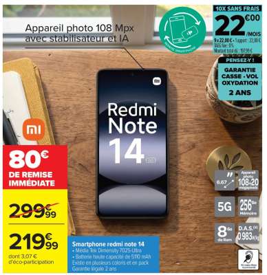Smartphone redmi note 14