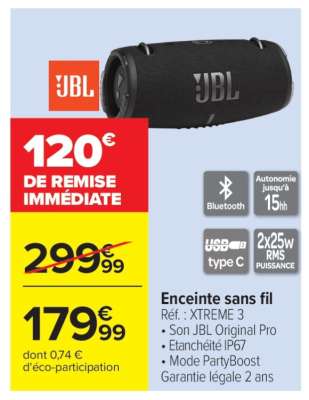 Enceinte sans fil JBL XTREME 3