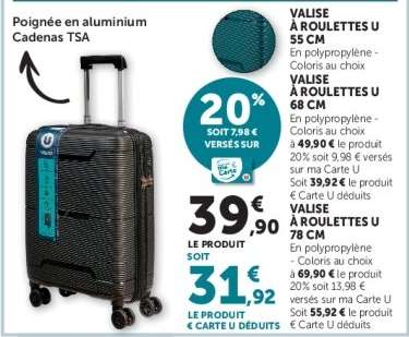 Valise à roulettes U 55 cm