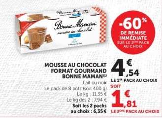 Mousse au chocolat format gourmand Bonne Maman