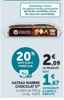 GATEAU MARBRE CHOCOLAT U