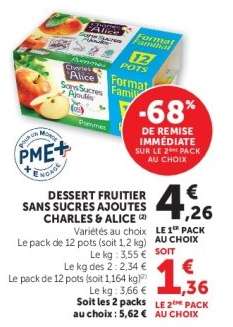 Dessert fruitier sans sucres ajoutés Charles & Alice