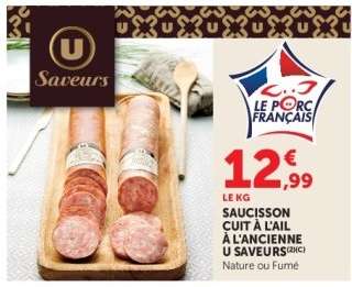 Saucisson cuit à l'ail à l'ancienne U Saveurs