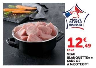 Veau : blanquette*/** sans os à mijoter