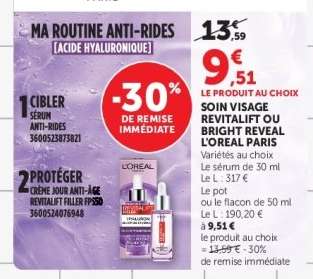 Soin Visage Revitalift ou Bright Reveal L'Oréal Paris