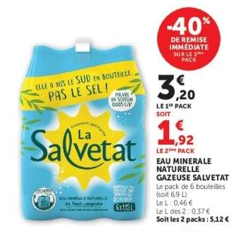 Eau Minérale Naturelle Gazeuse Salvetat