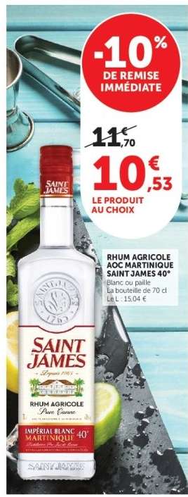 RHUM AGRICOLE AOC MARTINIQUE SAINT JAMES 40°