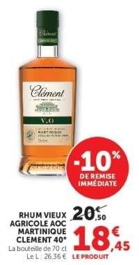 RHUM VIEUX AGRICOLE AOC MARTINIQUE CLEMENT 40°
