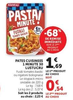 PATES CUISINEES 1 MINUTE 30 LUSTUCRU