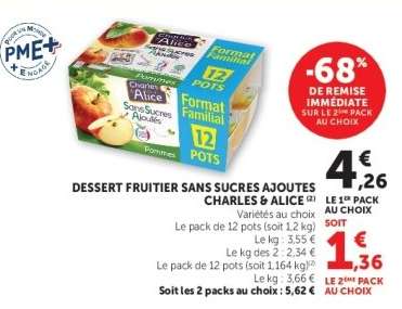 Dessert fruitier sans sucres ajoutés Charles & Alice