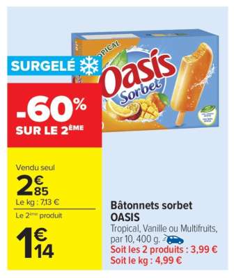 Bâtonnets sorbet OASIS
