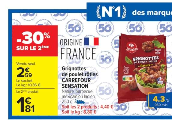Grignottes de poulet rôties CARREFOUR SENSATION