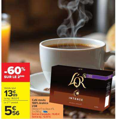 Café moulu 100% arabica L'OR