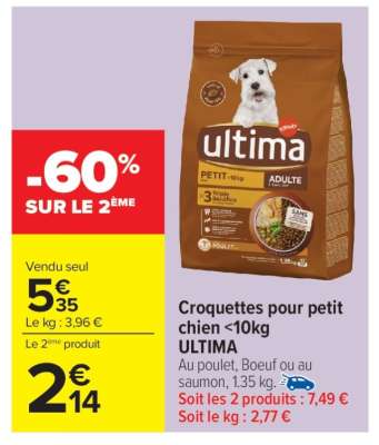 Croquettes pour petit chien <10kg ULTIMA