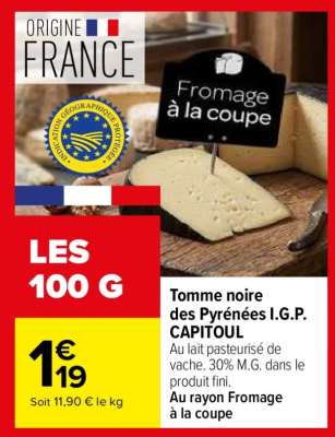 Tomme noire des Pyrénées I.G.P. CAPITOUL