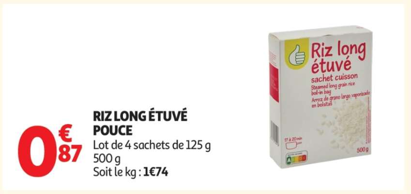 RIZ LONG ÉTUVÉ POUCE