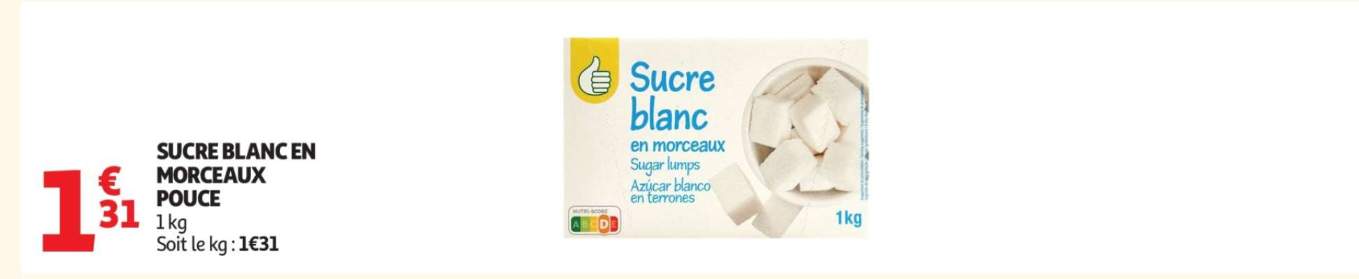 SUCRE BLANC EN MORCEAUX POUCE