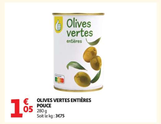 OLIVES VERTES ENTIÈRES POUCE