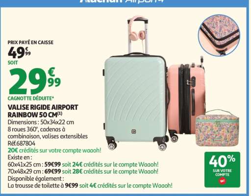 VALISE RIGIDE AIRPORT RAINBOW 50 CM