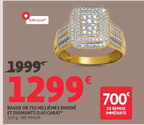 Bague Or 750 Millièmes Rhodié Et Diamants 0,40 Carat*