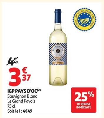 IGP PAYS D'OC Sauvignon Blanc Le Grand Pavois