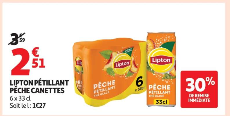 LIPTON PÉTILLANT PÊCHE CANETTES