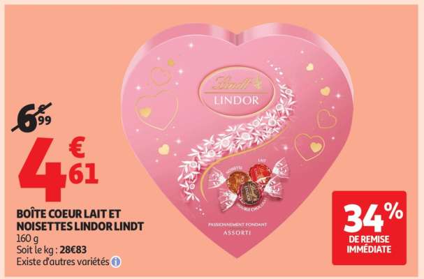 BOÎTE COEUR LAIT ET NOISETTES LINDOR LINDT