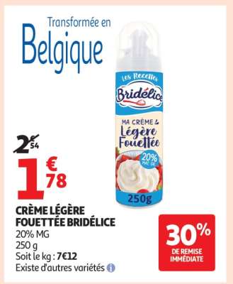 Crème Légère Fouettée Bridélice