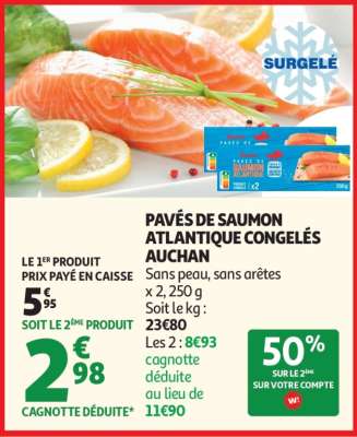 Pavés De Saumon Atlantique Congelés Auchan