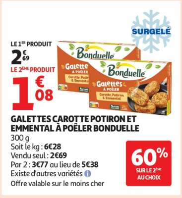 GALETTES CAROTTE POTIRON ET EMMENTAL À POÊLER BONDUELLE