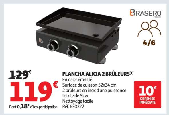 PLANCHA ALICIA 2 BRÛLEURS